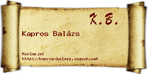 Kapros Balázs névjegykártya