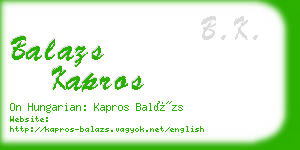 balazs kapros business card